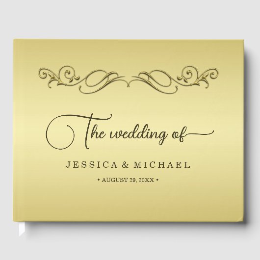 エレガント高級金ゴールド華美結婚ズ ゲストブック (正面)