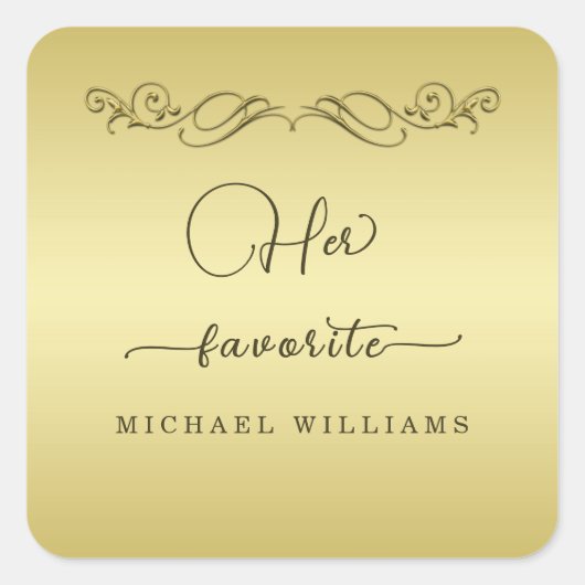 エレガント高級金ゴールド華美結婚ズ スクエアシール (正面)