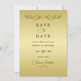 エレガント高級金ゴールド華美結婚ズ セーブザデート