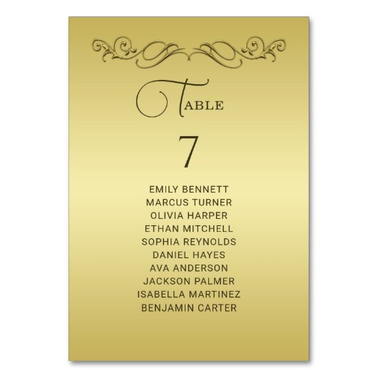 エレガント高級金ゴールド華美結婚ズ テーブルナンバー (正面)