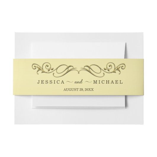 エレガント高級金ゴールド華美結婚ズ 招待状ベリーバンド (正面例)