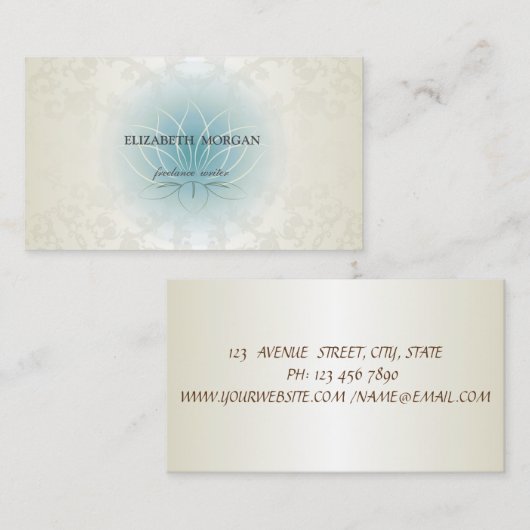 エレガント魅力的プロフェッショナルレースブルーロータス 名刺 (正面/裏面)