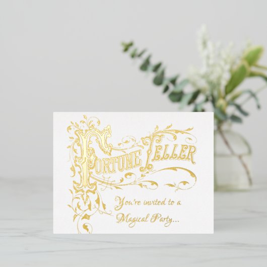 エレガント魔法の誕生日パーティーの招待を表示 箔招待状ポストカード (立ち正面)