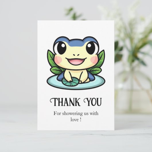 エレガント魔法カエル赤ちゃんシャワー サンキューカード (スタンド正面)