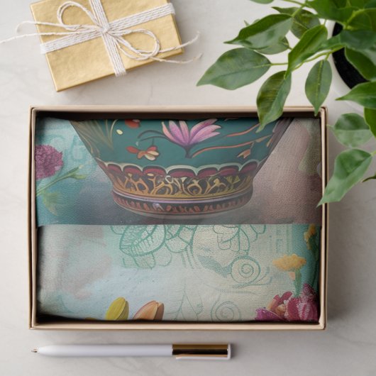 エレガント鮮やかカラフルフローラ 薄葉紙 (ギフト)