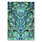 エレガント鮮やかティール(緑がかった色)ピーコックフェザー結婚ズ テーブルナンバー (裏面)