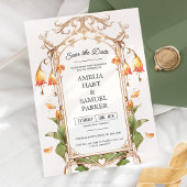 エレガント鮮やかフローラ写真で日付を保存 招待状