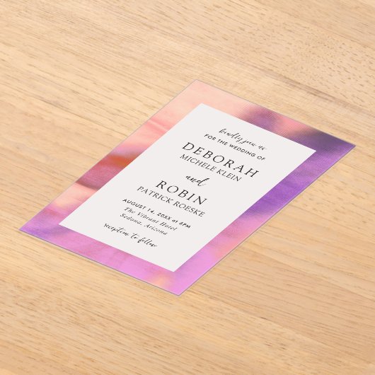 エレガント鮮やか砂漠モダン結婚の アクリル招待状 (レイダウン)