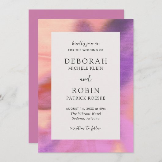 エレガント鮮やか砂漠モダン結婚の 招待状 (正面/裏面)