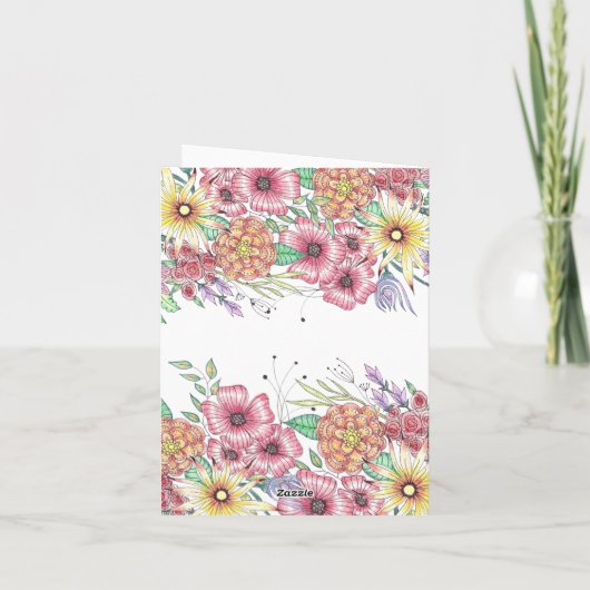 エレガント鮮やか花葉母の日 カード (裏面)