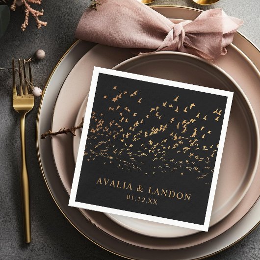 エレガント鳥の羽結婚毛 スタンダードカクテルナプキン