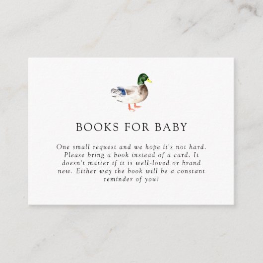 エレガント鴨赤ちゃんシャワーリクエストカードQRコード エンクロージャーカード (正面)