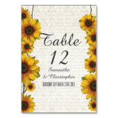 エレガント黄ひまわり国結婚フローラ テーブルナンバー (正面)
