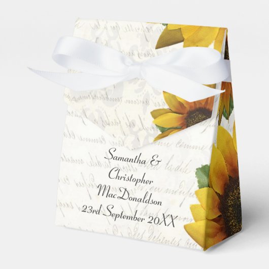 エレガント黄ひまわり国結婚フローラ フェイバーボックス (正面サイド)