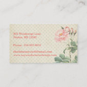 エレガント黄淡い色の青水玉模様英バラB 名刺 (裏面)