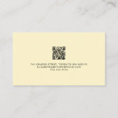 エレガント黄淡い色の高級ミニマルQRコード 名刺 (裏面)