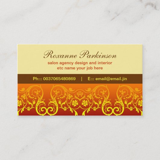 エレガント黄色いデザインの名刺をfolden 名刺 (正面)