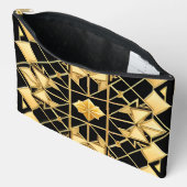 エレガント黄金の幾何学的パターンデザイン アクセサリーポーチ (見開き)
