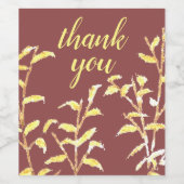 エレガント黄金の植物感謝 ワインラベル (シングルラベル)