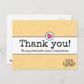 エレガント黄金イエローW/ハートビジネスありがとう ポストカード (正面/裏面)