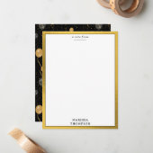 エレガント黒および金ゴールドバルーンパーティー ノートカード (正面/裏面インサイチュ)