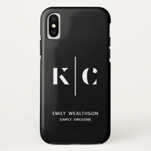 エレガント黒お洒落QRコード iPhone X ケース