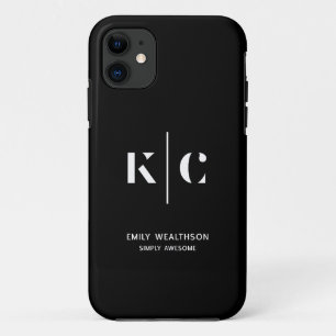 エレガント黒お洒落QRコード iPhone 11 ケース