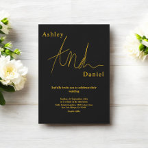 エレガント黒とシンプル金ゴールドモダン結婚の