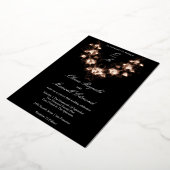 エレガント黒とバラの金ゴールド結婚 箔招待状 (回転した状態)