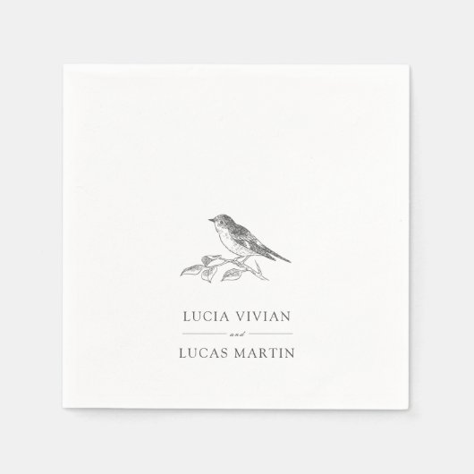 エレガント黒と白の結婚鳥 スタンダードカクテルナプキン (正面)