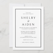 エレガント黒と白縁どモダンの 招待状 (正面)