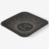 エレガント黒と金ゴールドのアールデコ結婚のカスタム ペーパープレート (傾斜あり)