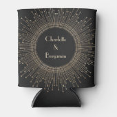 エレガント黒と金ゴールドのアールデコ結婚のカスタム 缶クーラー (正面)