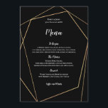 エレガント黒と金ゴールドのシンプル幾何学模様 メニュー<br><div class="desc">白いエレガント文字で黒い背景の金ゴールド幾何学的フレームのデザインと。文字はパーソナライズされた簡単で、背景や文字の色を好きなように変えもしることができる。幾何学的パターンは逆の上にあり、さらにカスタマイズもしリンクを介して必要な除去が可能である。</div>