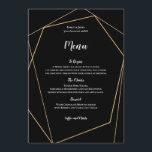 エレガント黒と金ゴールドのシンプル幾何学模様 メニュー<br><div class="desc">白いエレガント文字で黒い背景の金ゴールド幾何学的フレームのデザインと。文字はパーソナライズされた簡単で、背景や文字の色を好きなように変えもしることができる。幾何学的パターンは逆の上にあり、さらにカスタマイズもしリンクを介して必要な除去が可能である。</div>