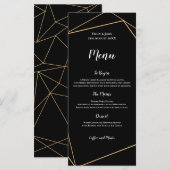 エレガント黒と金ゴールドのジオメトリックフレ結婚ーム メニュー (正面/裏面)