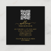 エレガント黒と金ゴールドのバルーンイベントプランナー スクエア名刺 (裏面)