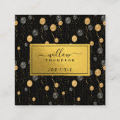 エレガント黒と金ゴールドのバルーンイベントプランナー スクエア名刺 (正面)