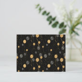 エレガント黒と金ゴールドのバルーン シーズンポストカード (スタンド正面)