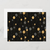 エレガント黒と金ゴールドのバルーン シーズンポストカード (正面/裏面)