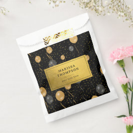 エレガント黒と金ゴールドのバルーン フェイバーバッグ