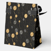 エレガント黒と金ゴールドのバルーン フェイバーボックス (裏面)