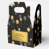 エレガント黒と金ゴールドのバルーン フェイバーボックス (オープン)