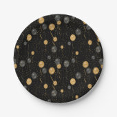 エレガント黒と金ゴールドのバルーン ペーパープレート (正面)