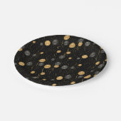 エレガント黒と金ゴールドのバルーン ペーパープレート (アングル)