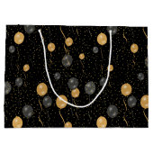 エレガント黒と金ゴールドのバルーン ラージペーパーバッグ (裏面)