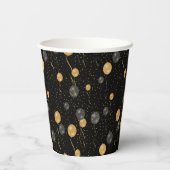 エレガント黒と金ゴールドのバルーン 紙コップ (裏面)