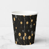 エレガント黒と金ゴールドのバルーン 紙コップ (右)