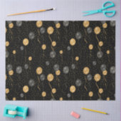 エレガント黒と金ゴールドのバルーン 薄葉紙 (クラフト)