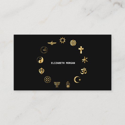 エレガント黒と金ゴールドのヨガの名刺 名刺 (正面)